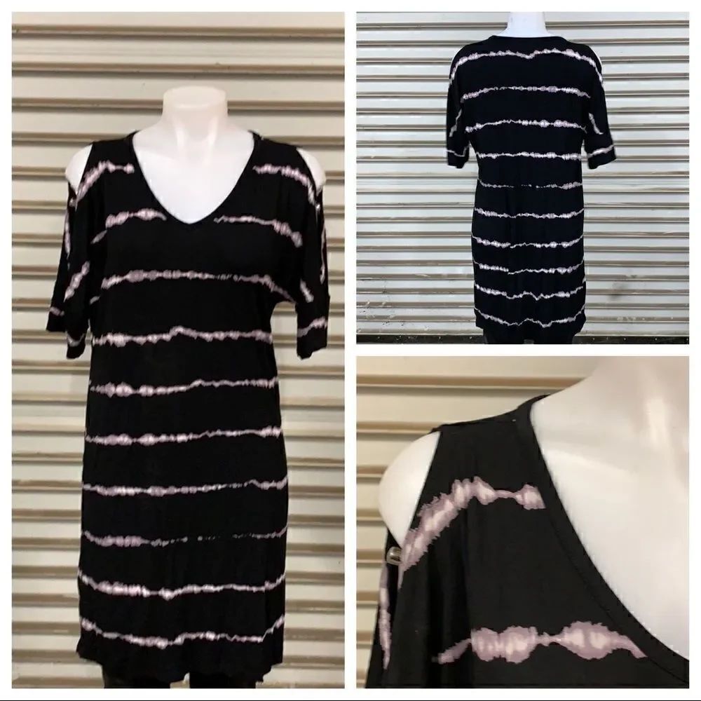 🛍️Sunday black dress with the dye stripes